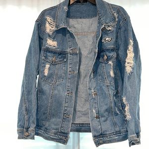 Distressed Philadelphia Eagles Jean Jacket
